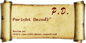 Pericht Dezső névjegykártya